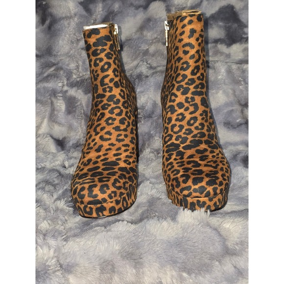 NWB Jessica Simpson Rexura Leopard Print Platform Ankle Boots Womens 7.5 - Picture 2 of 8